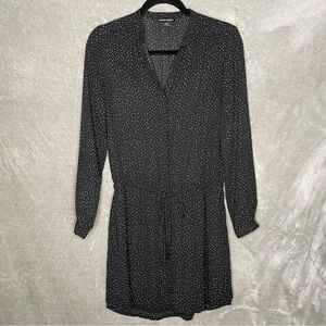 Hilary Radley Black Speckled Print Long Sleeve Tunic Dress Mini Size XS Blouson